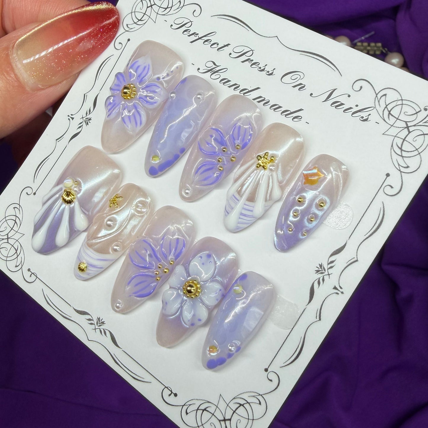 3D purple flowers
