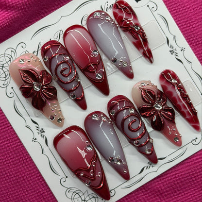 Maroon floral swirl