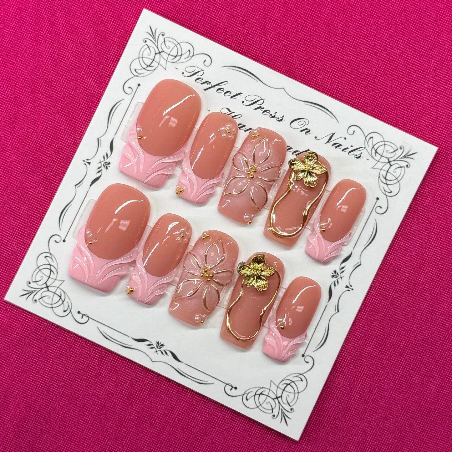 Pink French golden flowers