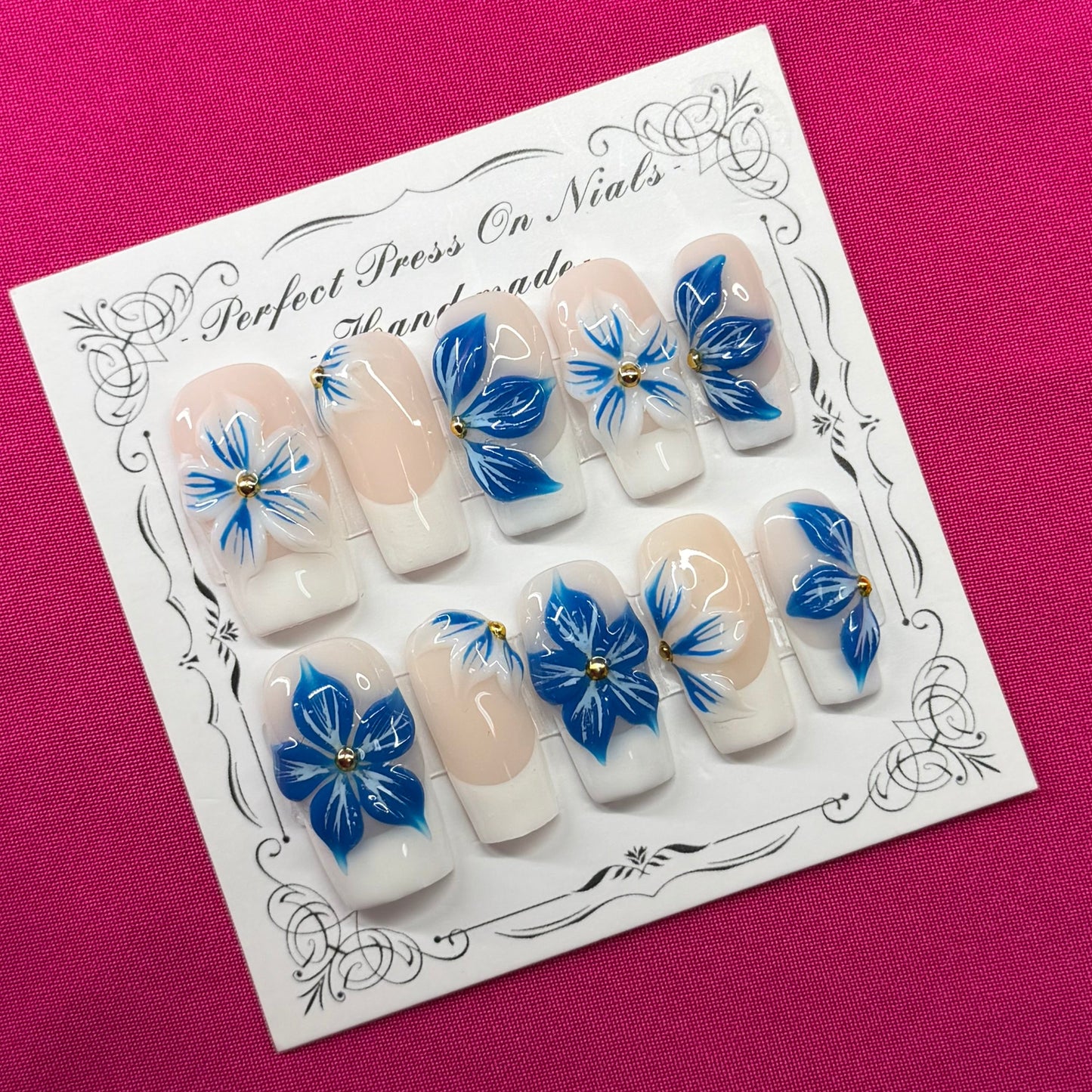 3D French blue flowers
