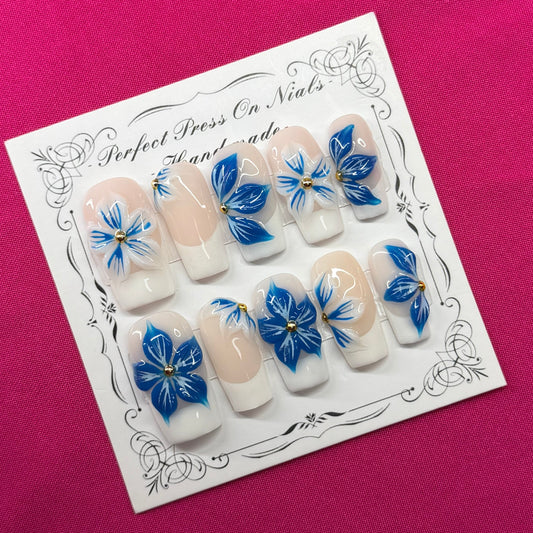 3D French blue flowers