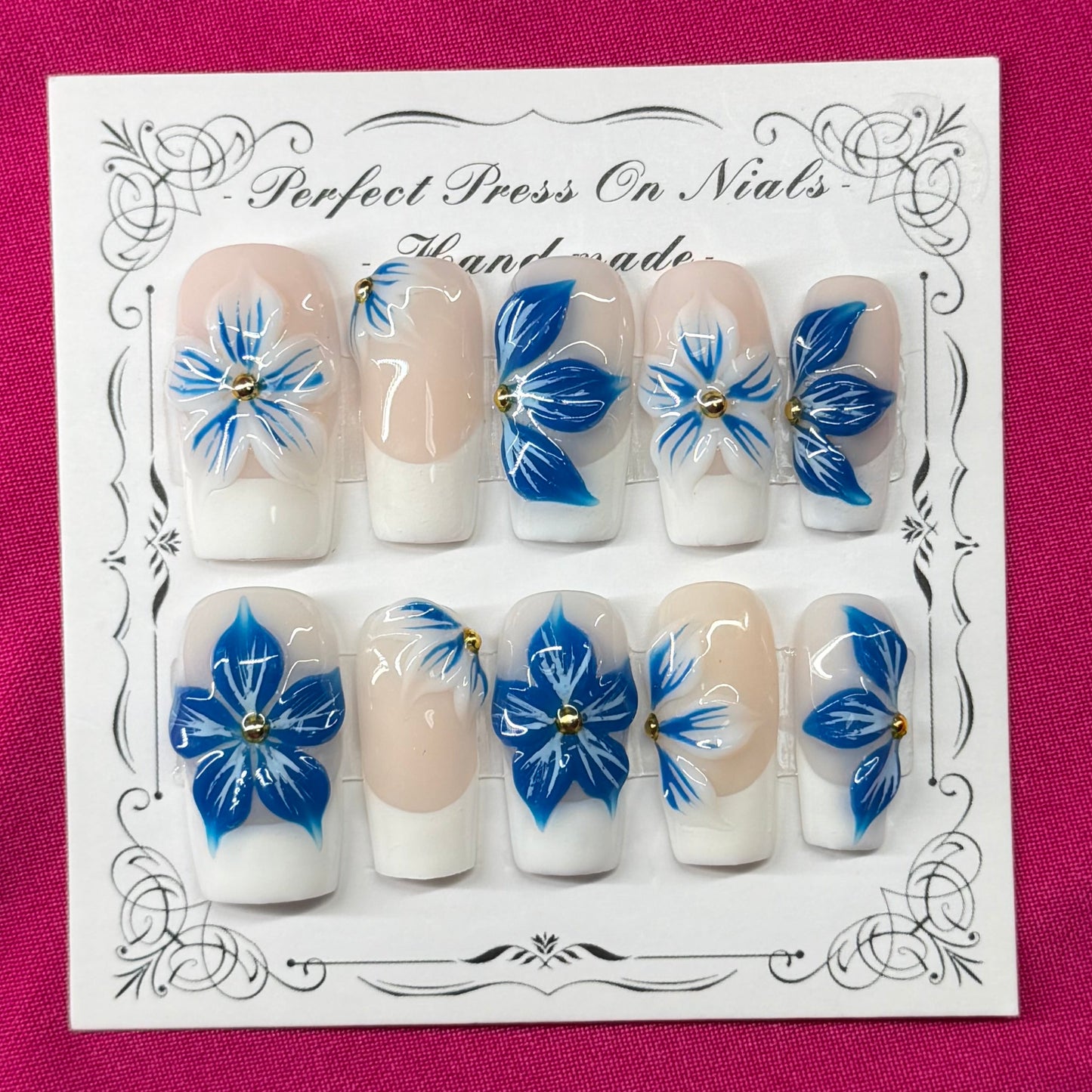 3D French blue flowers