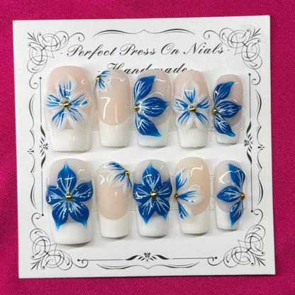 3D French blue flowers