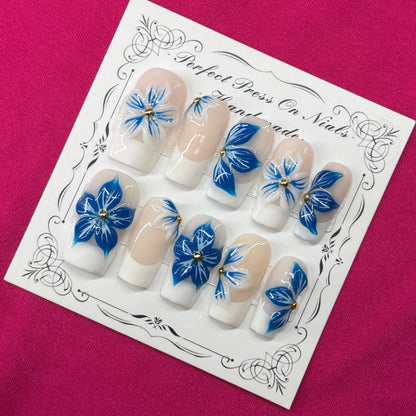 3D French blue flowers