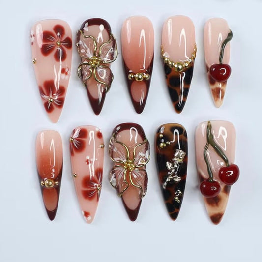 Cherry press on nails