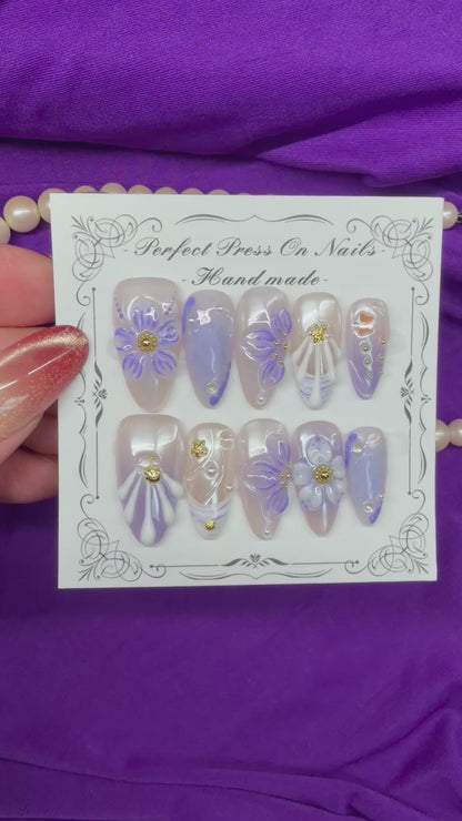 3D purple flowers